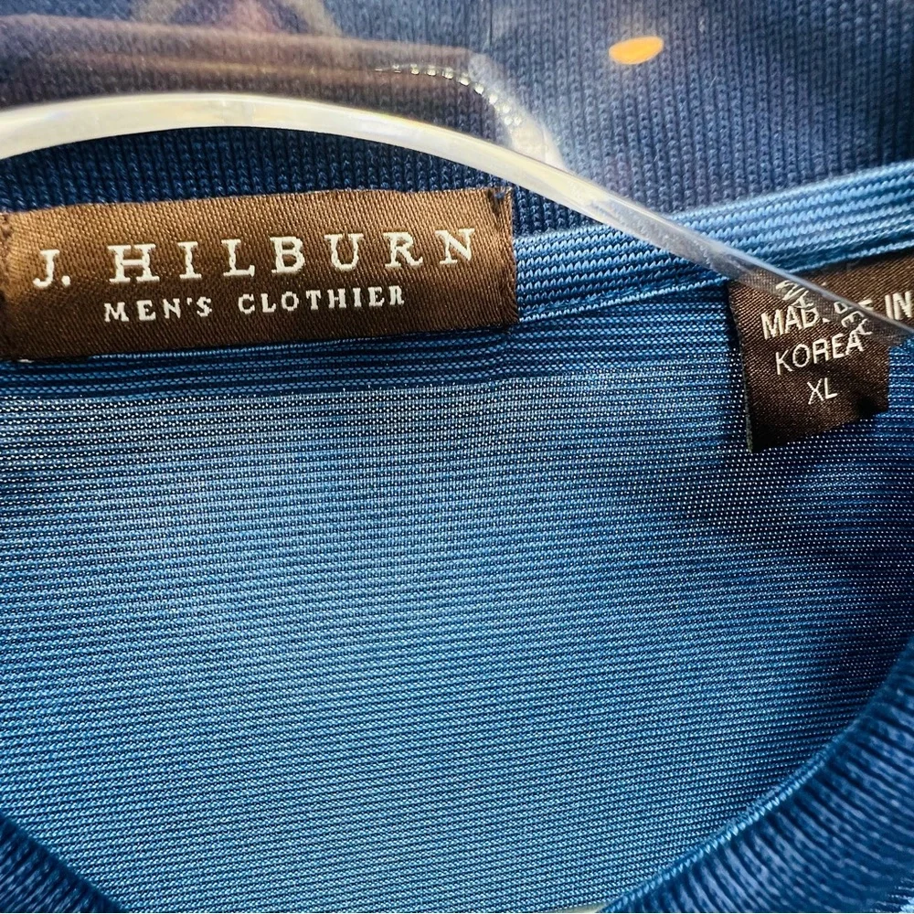 J. HILBURN Men’s Blue Polo Shirt Short Sleeve Custom Knit Polo Shirt XL - Picture 6 of 10